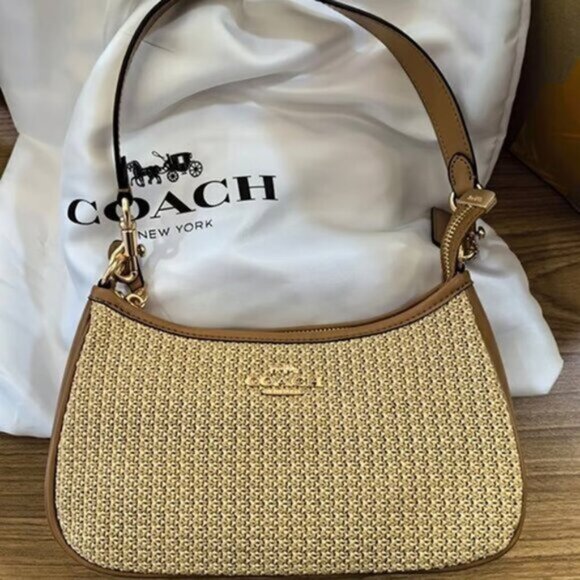Coach Handbags - COACH Teri 2way Shoulder Bag Crossbody Straw CR350